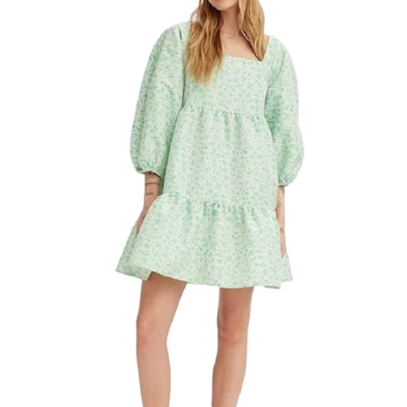 Levi's Women's Dolci Baby Doll Dress Green and White Floral Plus Size XXL NEW!! - Picture 8 of 11